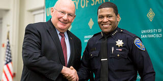 USF Professor Anthony Ribera and SFPD Chief William Scott