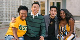 Students in front of Gleeson library