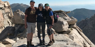 Biology majors James Hurst-Hopf ’18, Nyla Leonardi ’19, and Martha Monroy Montemayor ’19 soak in the spectacular view during a field research trip to the Sierra Nevada.