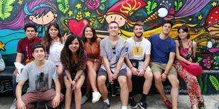Chase Midyett '20 with a group of classmates during his studies in Colombia
