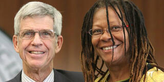 USF President Stephen A. Privett, S.J. congratulates Yvette Fagan