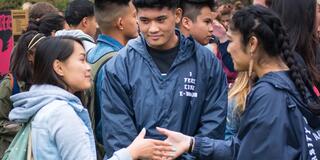 Students meeting on campus