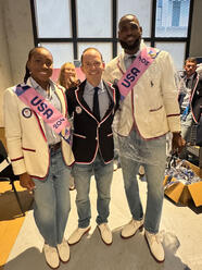 Rocky Harris posing with Lebron James and Coco Gauff