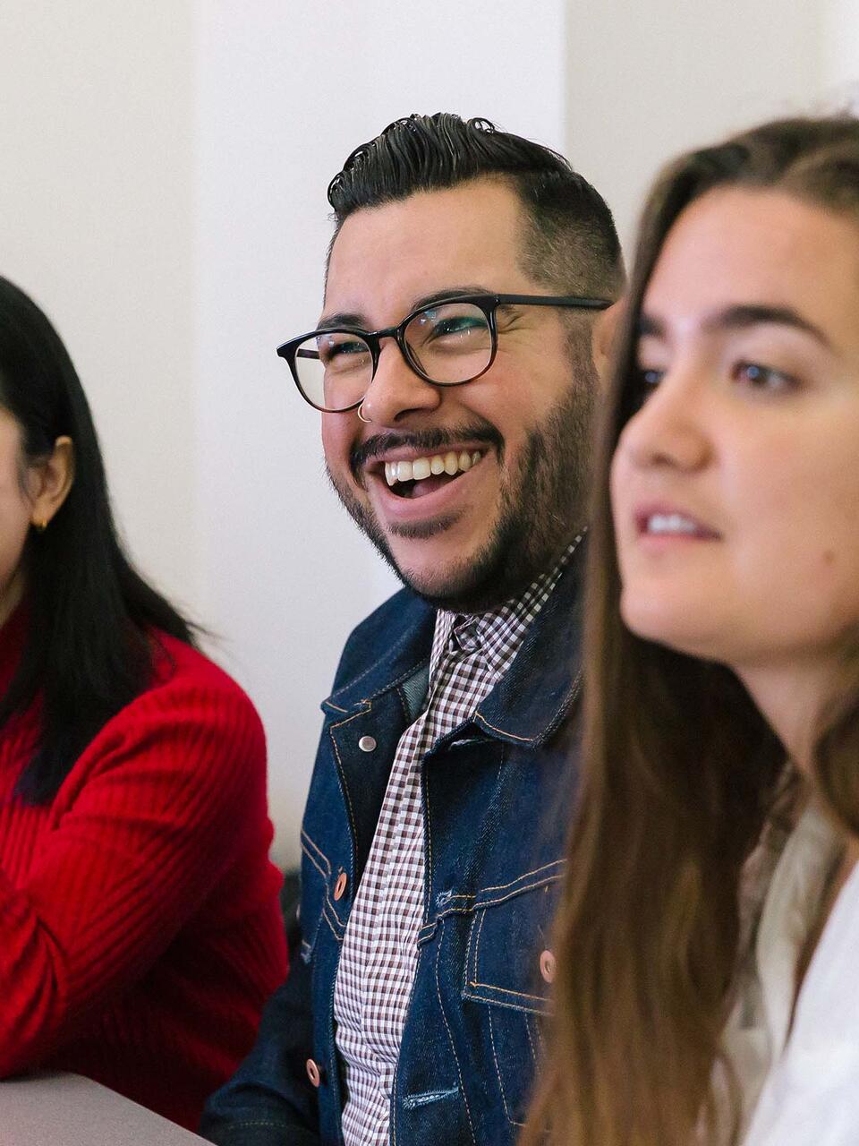 Three students in class