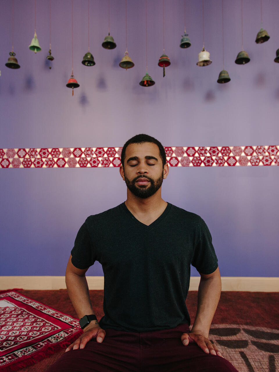 student in the meditation room