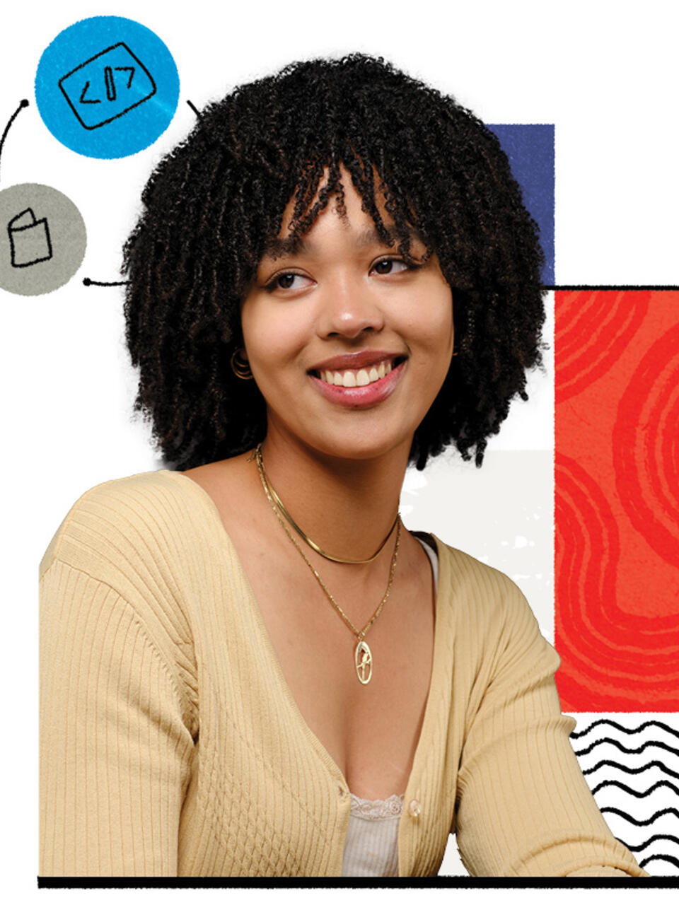 Athene Emeli Marston headshot with design in the background