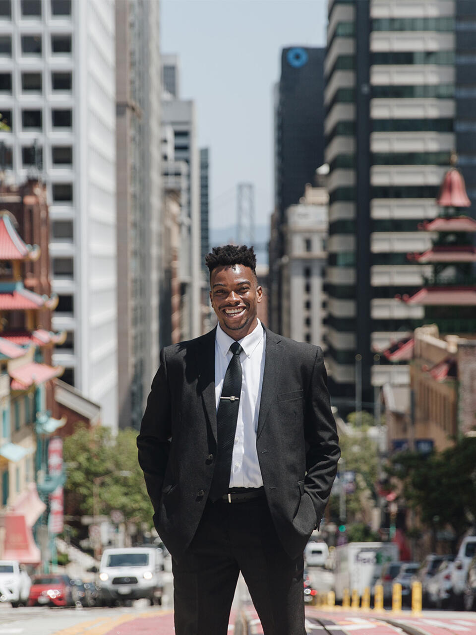 USF student in downtown San Francisco